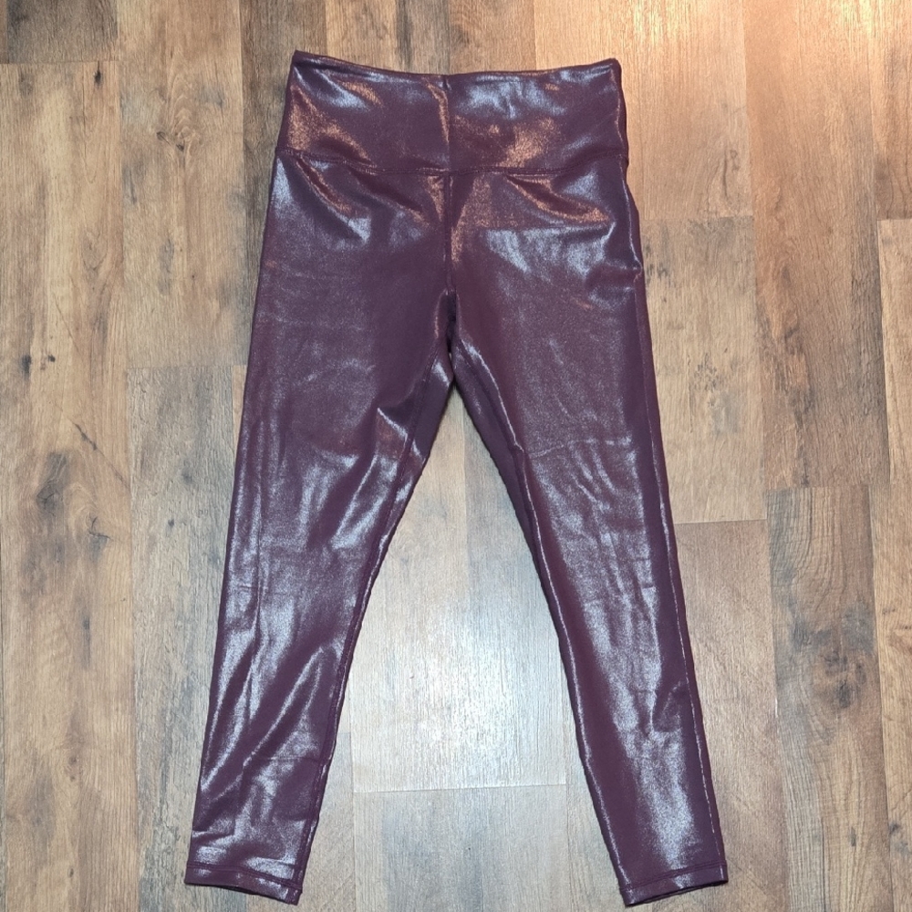 Zyia Active Plum Metallic Pocket Curve Light n Tight Hi-Rise Leggings Size 6-8